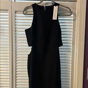 English Factory Black Backless Cutout Midi Dress